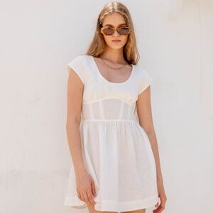 VRG GRL Camille Linen Mini Dress White
